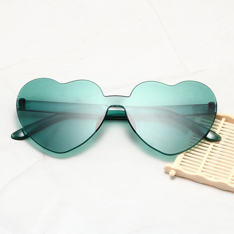Transparent Jelly Color Love Sunglasses Men'S And Women'S Peach Heart Sunglasses Heart-Shaped Conjoined Love Sunglasses - Image 3