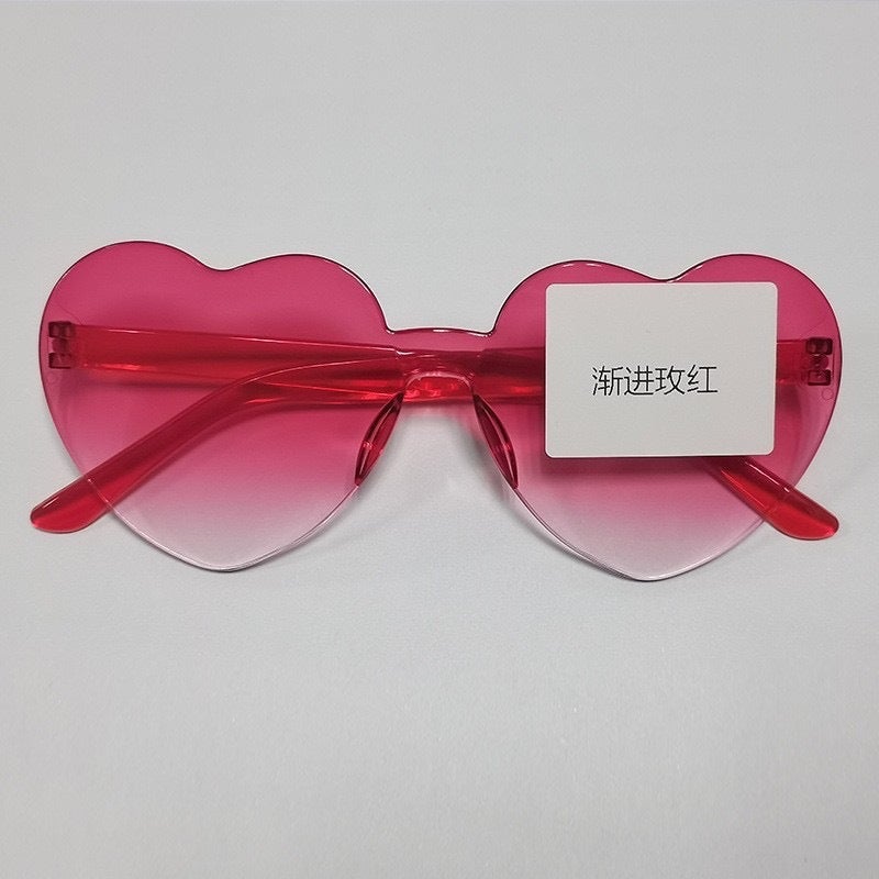 Transparent Jelly Color Love Sunglasses Men'S And Women'S Peach Heart Sunglasses Heart-Shaped Conjoined Love Sunglasses - Image 1