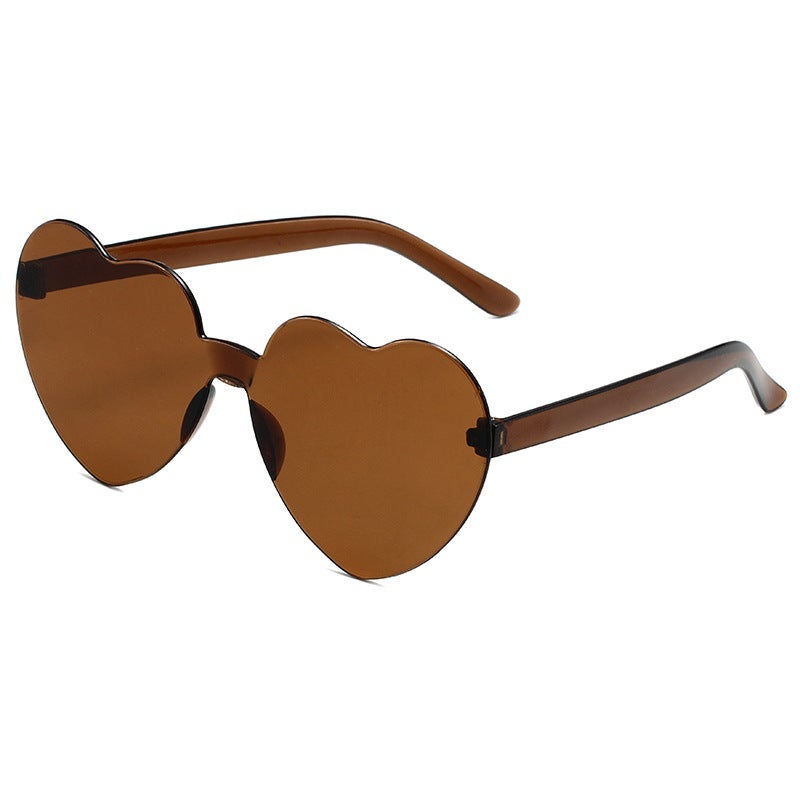 Transparent Jelly Color Love Sunglasses Men'S And Women'S Peach Heart Sunglasses Heart-Shaped Conjoined Love Sunglasses - Image 5
