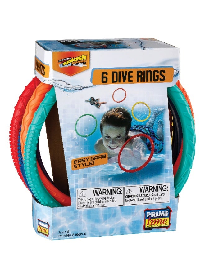 6 Dive Rings Easy To Grab Style Assorted Colors