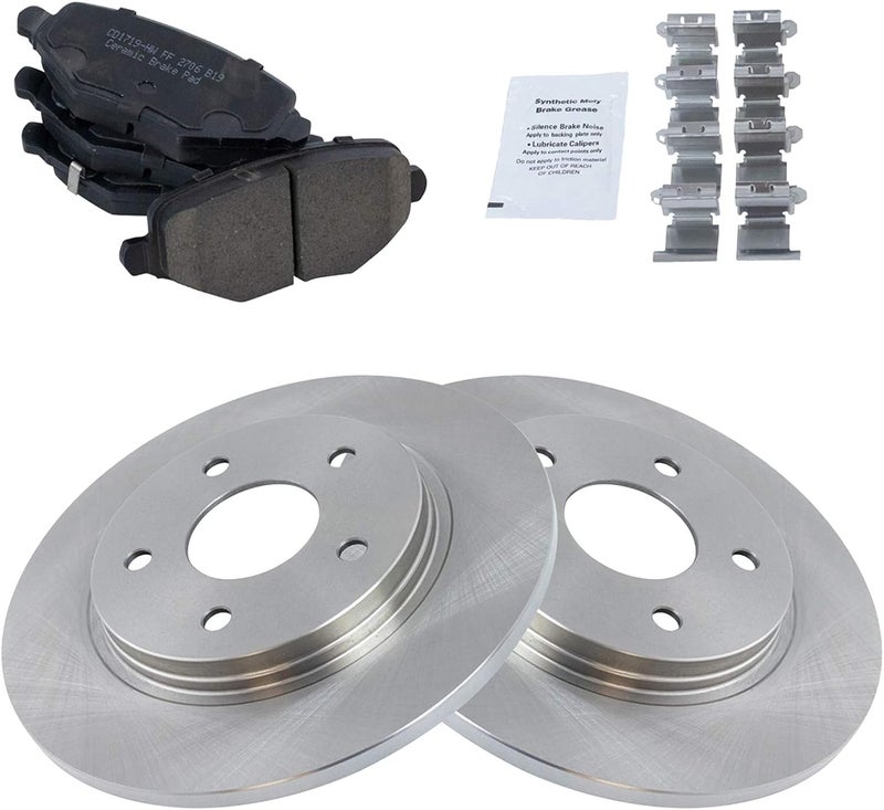 TRQ Rear Brake Pad & Rotor Kit Brake Pads Brake Rotor Ceramic Compatible with 2014-2016 Chrysler Town & Country 2013-2016 Dodge Grand Caravan 2013 Journey 2013-2014 Ram C/V - Image 3
