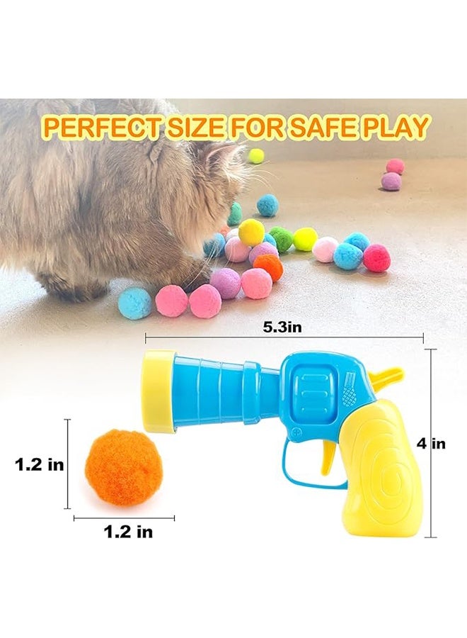 31 Pcs Loading Cat Ball Toy Launcher Gun, Cat Ball Pick Up Toys, 30 Plush Plush Pompom Pom-Pom Launcher Cat Toys, 1 Gun, Fun Interactive Cat Toys for Bored Indoor Adult Cats, Cute Kitten Toys, Puppy Toys (Random Colors) - Image 3