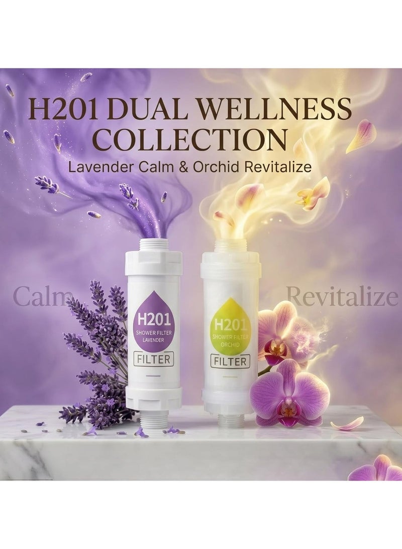 H201 Relax & Refresh Bundle Shower Filter – Lavender & Pine Forest Shower Filter Set to Purify Water and Reduce Chlorine and Impurities - Image 2