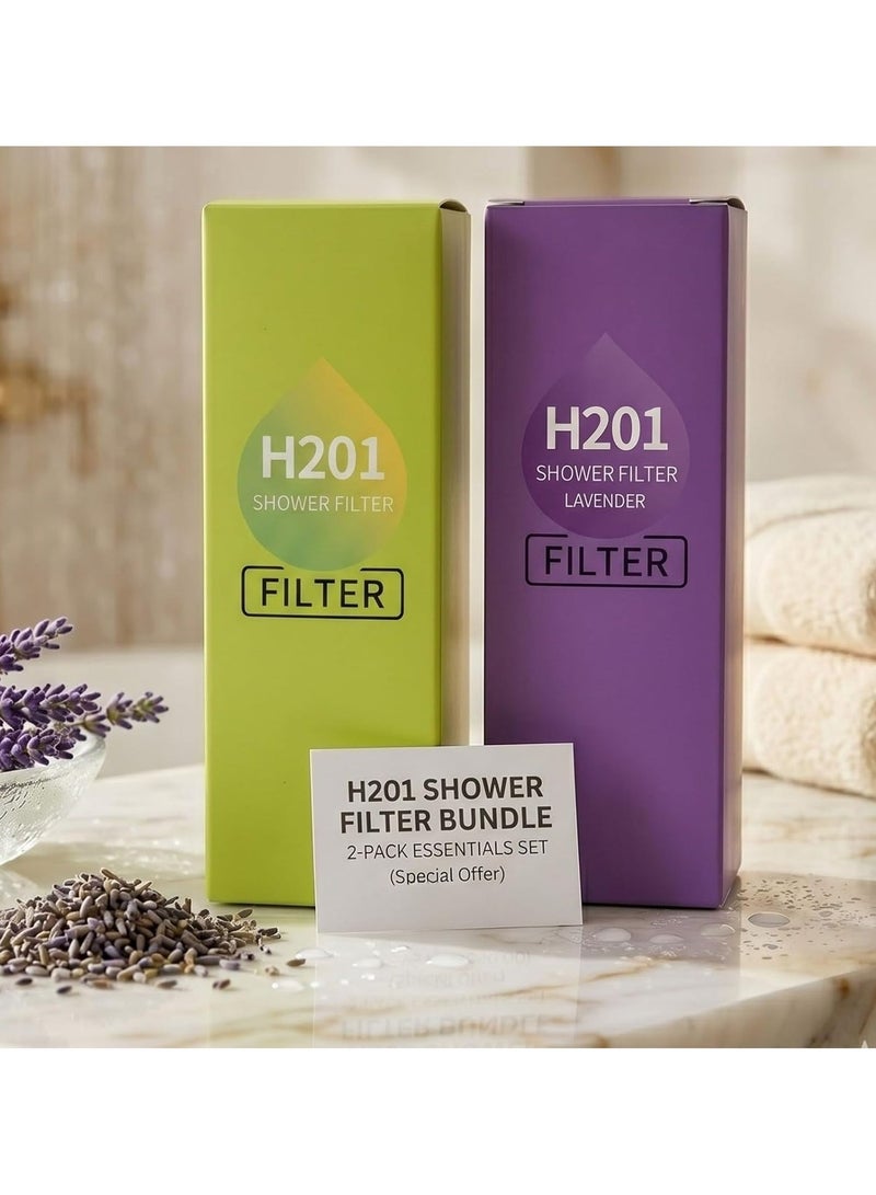H201 Relax & Refresh Bundle Shower Filter – Lavender & Pine Forest Shower Filter Set to Purify Water and Reduce Chlorine and Impurities - Image 1