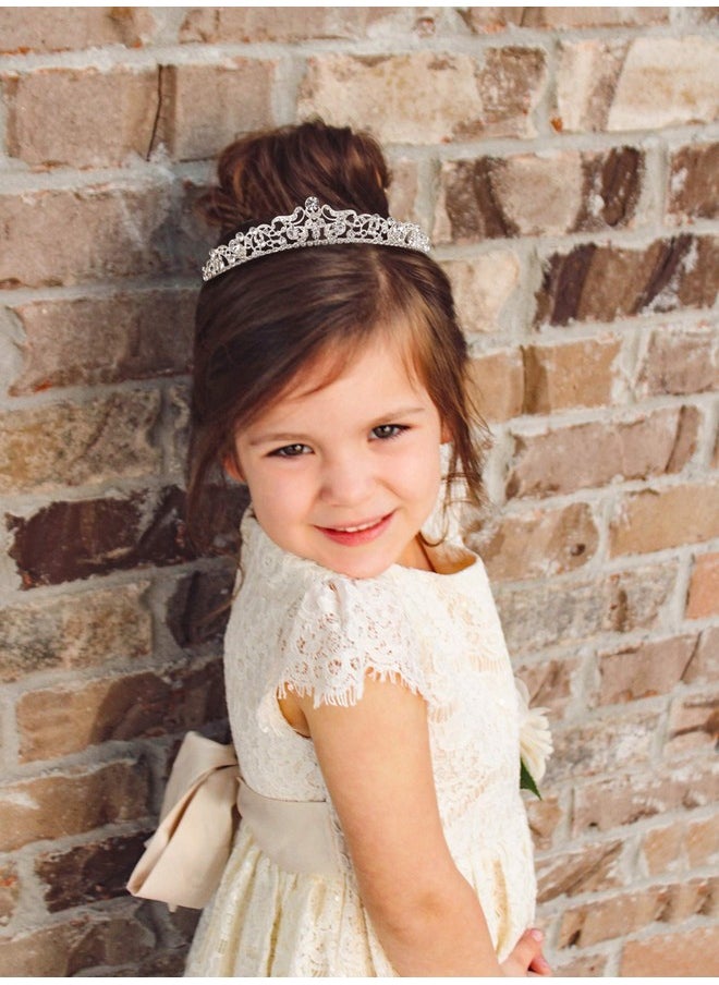 SWEETV - Silver Wedding Tiaras And Crowns Rhinestone Bridal Crown Princess Tiara Headpieces For Women And Flower Girls - Image 1