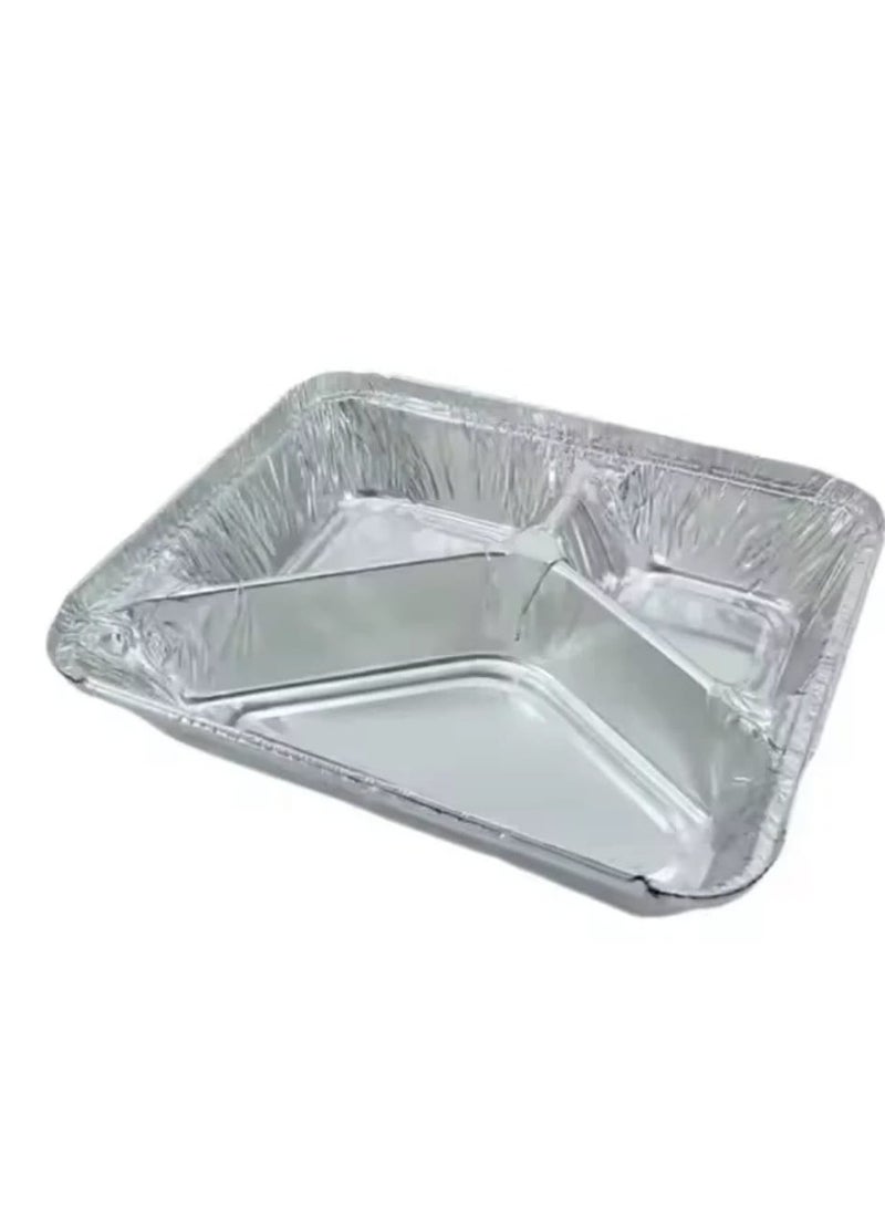 صينية ألومنيوم مقسمة 3 خانات | حافظة طعام للاستعمال مرة واحدة – مناسبة للغداء، العزومات، والرحلات (20 قطعه) - Image 4