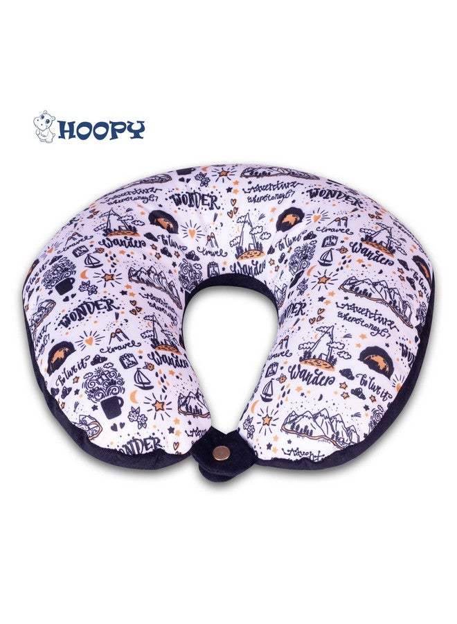HOOPY Travel Neck Pillow in Soft Fabric for Head, Neck, Shoulder Support Filled with Soft Memory Foam Filling | Multi Purpose Neck Pillow| Neck Rest | Neck Pain | Vacation Print - Image 5