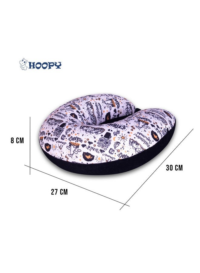 HOOPY Travel Neck Pillow in Soft Fabric for Head, Neck, Shoulder Support Filled with Soft Memory Foam Filling | Multi Purpose Neck Pillow| Neck Rest | Neck Pain | Vacation Print - Image 4