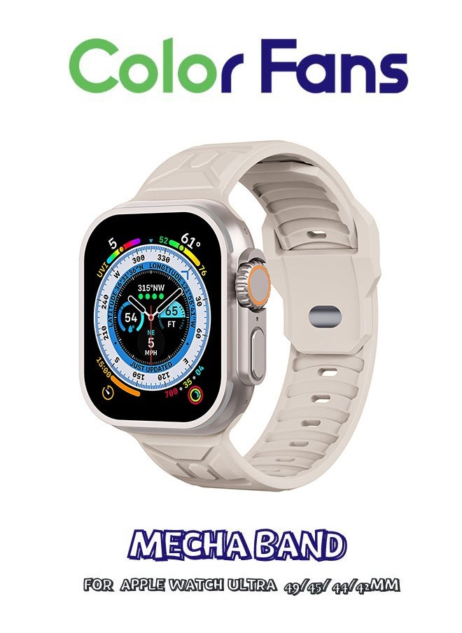 Color Fans - Apple Watch Ultra Mecha Band 49mm 45mm 44mm 42mm for Men Women, Soft Silicone Sport Band Replacement Strap for Apple Watch Ultra iWatch Series 8 7 SE 6 5 4 3 2 1 - starlight color - Image 1