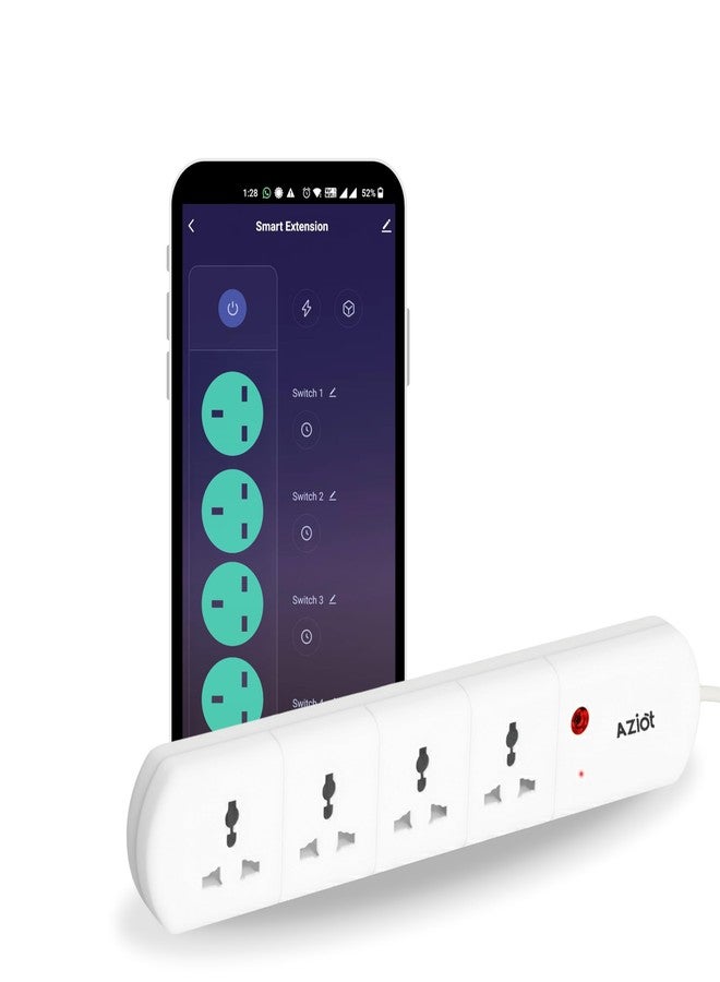AZIOT 4 Socket Smart Extension - WiFi/Bluetooth, Power Monitoring, Individual Control, Made in India, Timer Function, Works with Google Home and Amazon Alexa - Image 1
