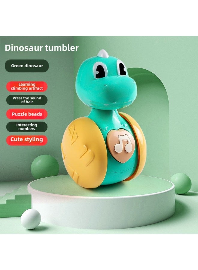 Sliding Fawn Tumbler Baby Soothing Puzzle Early Education 0-3 Years Old Baby Crawling Guide Enlightenment Children's Toys-Color:Green Dinosaur Sliding Tumbler  - Image 1