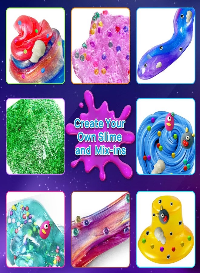 YOPINSAND Monster Slime Kit for Girls, Galaxy Slime Making Kit for Girls Boys 3-12, Glimmer Crunchy, DIY Slime Kit with Add-ins, Foam Balls, Charms, Glitters,Party Favors Gift Toys for Kids - Image 3