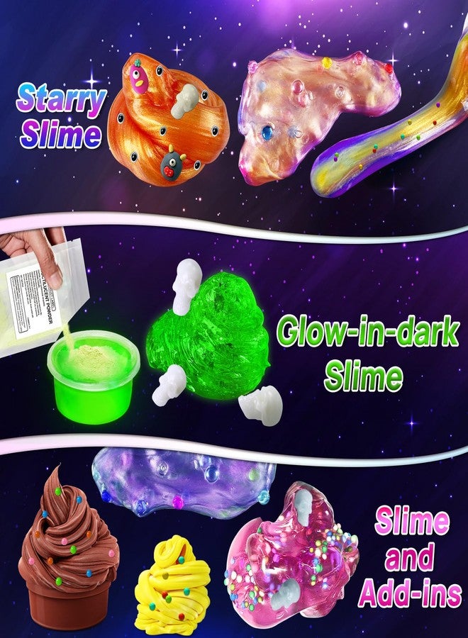 YOPINSAND Monster Slime Kit for Girls, Galaxy Slime Making Kit for Girls Boys 3-12, Glimmer Crunchy, DIY Slime Kit with Add-ins, Foam Balls, Charms, Glitters,Party Favors Gift Toys for Kids - Image 4