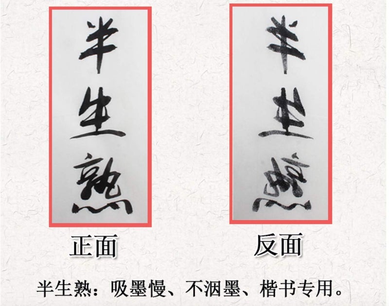 MEGREZ Chinese Japanese Calligraphy Xuan Paper, Rice Paper Sumi Calligraphy Paper for Calligraphy Brush Ink Writing, Painting Without Grids 100 Sheets/Bag,13.4 x 13.4 inch, Half Raw Ripe Xuan - Image 3