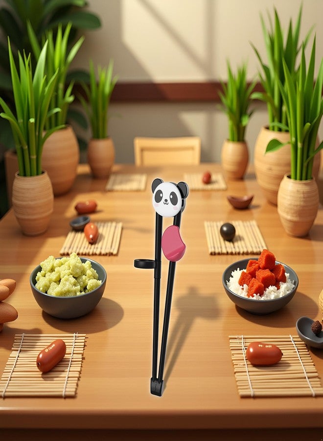 Qintreesify Black Training Chop-sticks, Training Chop-sticks Comfortable Grip Chewable Cartoon Chop-sticks for Beginners Learning chop-sticks Black Flatware - Image 5