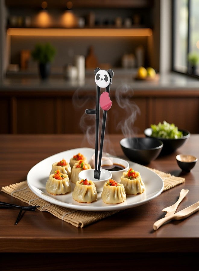 Qintreesify Black Training Chop-sticks, Training Chop-sticks Comfortable Grip Chewable Cartoon Chop-sticks for Beginners Learning chop-sticks Black Flatware - Image 4