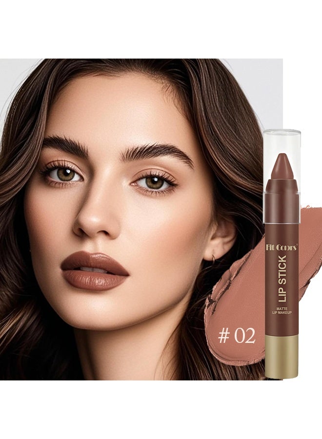 Fit Colors Matte Lipstick Matte Lip Makeup Crayon for Women, Soft Nude 24 Hour Lipstick Lip Liner Pencil, Neutral lip stick long lasting waterproof, Vegan & Cruelty-Free #02 - Image 2