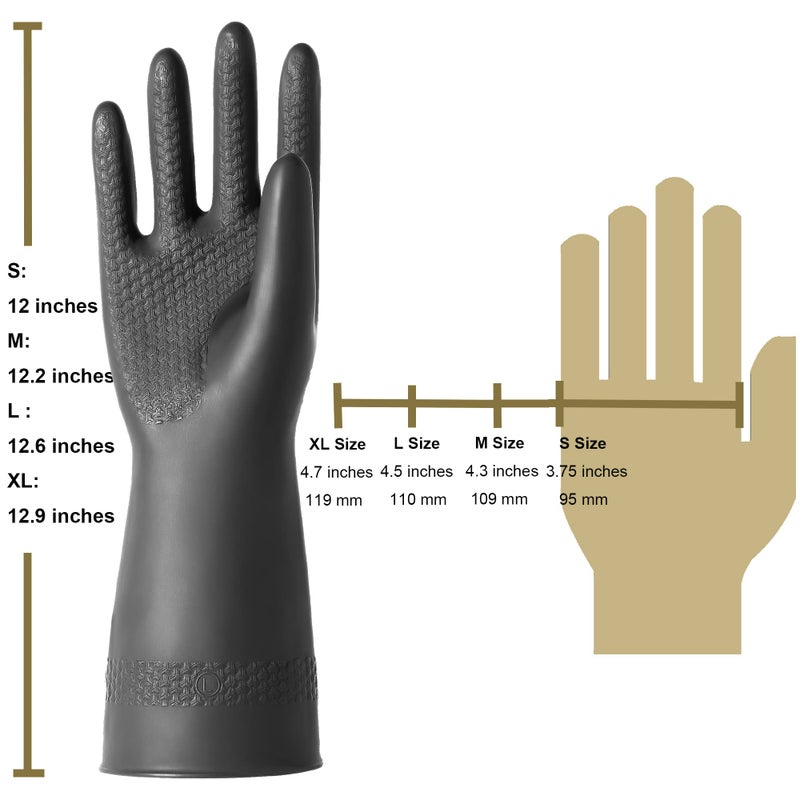 ROYAKI Chemical Resistant Latex Gloves,Cleaning Protective Safety Work Heavy Duty Rubber Gloves,12.6", 1 Pair Size Large - Image 2