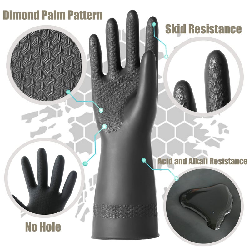 ROYAKI Chemical Resistant Latex Gloves,Cleaning Protective Safety Work Heavy Duty Rubber Gloves,12.6", 1 Pair Size Large - Image 4