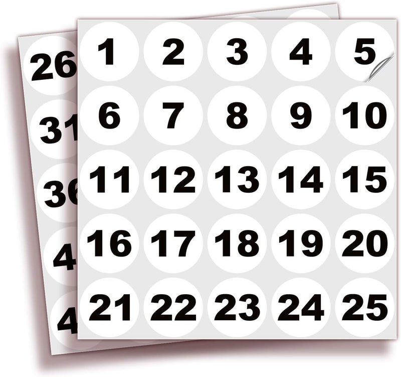 iSYFIX White Consecutive Number Stickers - 1 to 50 - Image 1