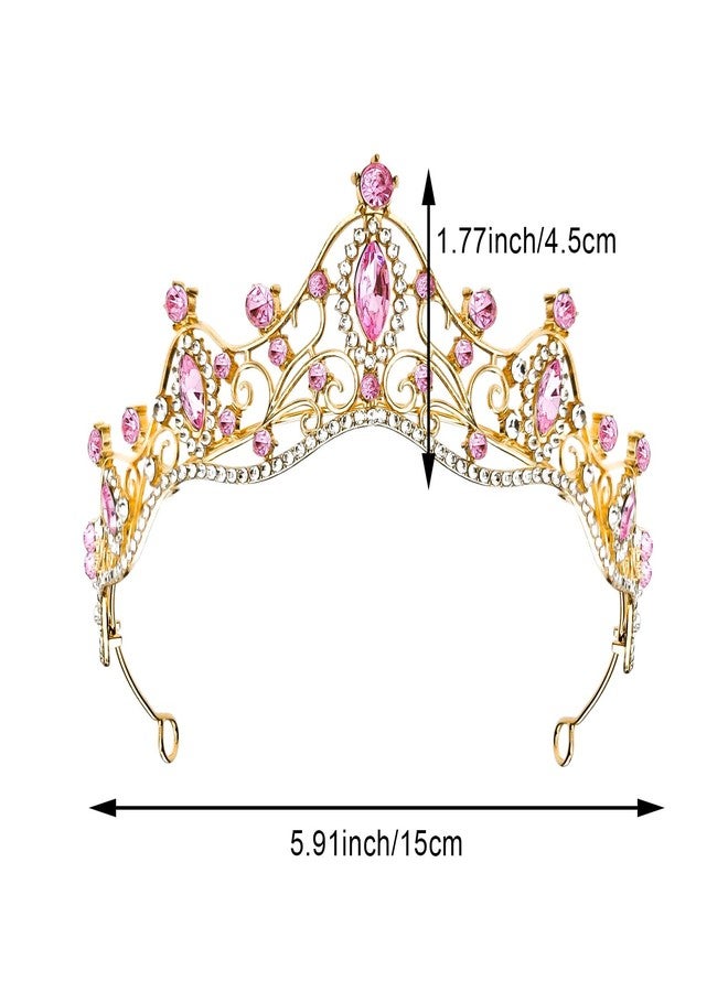 Arvintas Pink Tiaras for Women Princess Crown Headband, Crystal Tiaras Birthday Crown Wedding Rhinestones Princess Party Headbands Hair Accessories for Women and Girls - Image 2