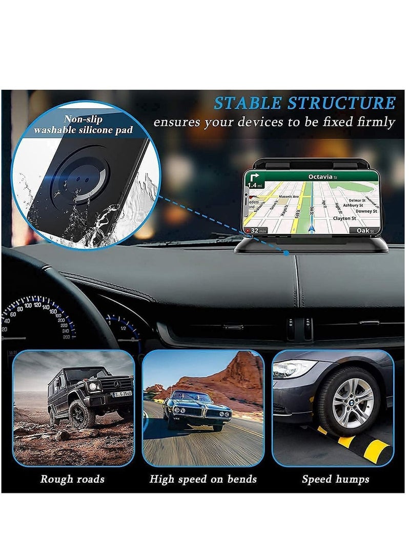 Car Phone Holder, Mount, Silicone Mat, Anti-Slip Desk for All Kinds of Dashboard Center Console Mount Compatible with iPhone/ Android Devices - Image 2