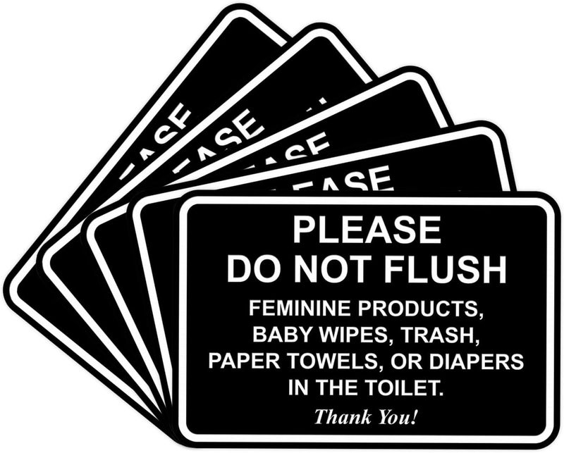 All Quality Classic Framed Please Do Not Flush Thank You Bathroom Etiquette Sign - 4" x 6" (Black-White) 5 Pack - Image 1