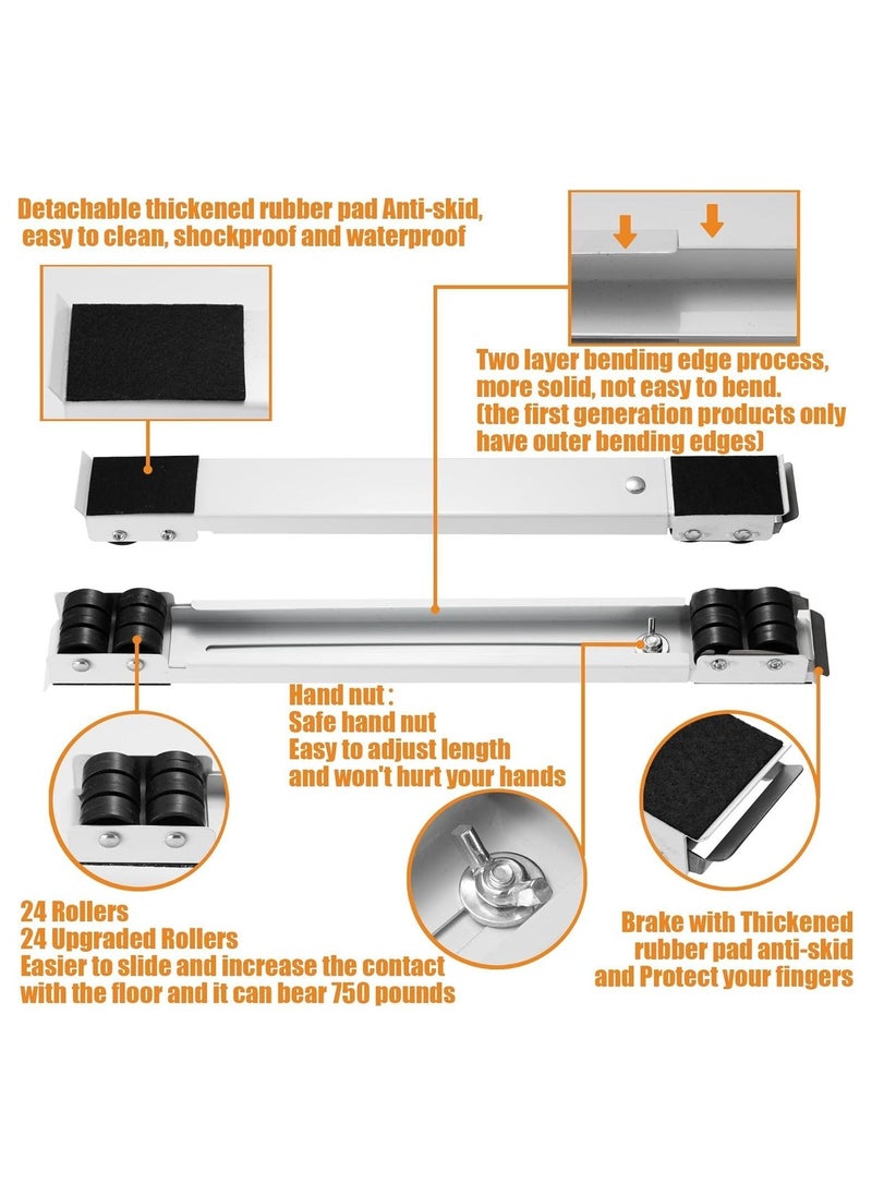 Heavy Duty Furniture Appliances Rollers, Extensible Washing Machine Base Mobile Wheels for Refrigerators, Dryers, Dishwashers and Other Heavy Objects, Max Load 1100 lb, Non-Slip, White - Image 4