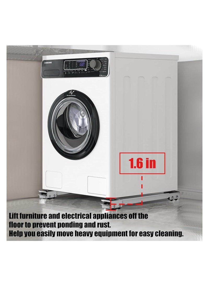 Heavy Duty Furniture Appliances Rollers, Extensible Washing Machine Base Mobile Wheels for Refrigerators, Dryers, Dishwashers and Other Heavy Objects, Max Load 1100 lb, Non-Slip, White - Image 3