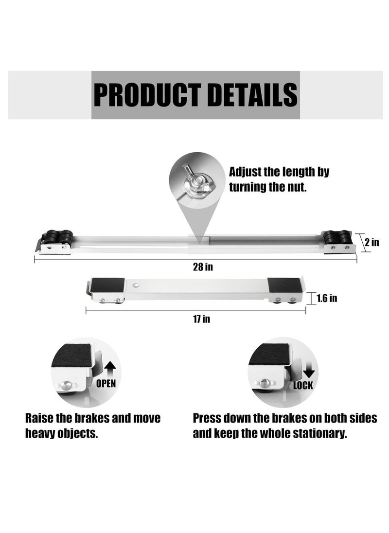 Heavy Duty Furniture Appliances Rollers, Extensible Washing Machine Base Mobile Wheels for Refrigerators, Dryers, Dishwashers and Other Heavy Objects, Max Load 1100 lb, Non-Slip, White - Image 2