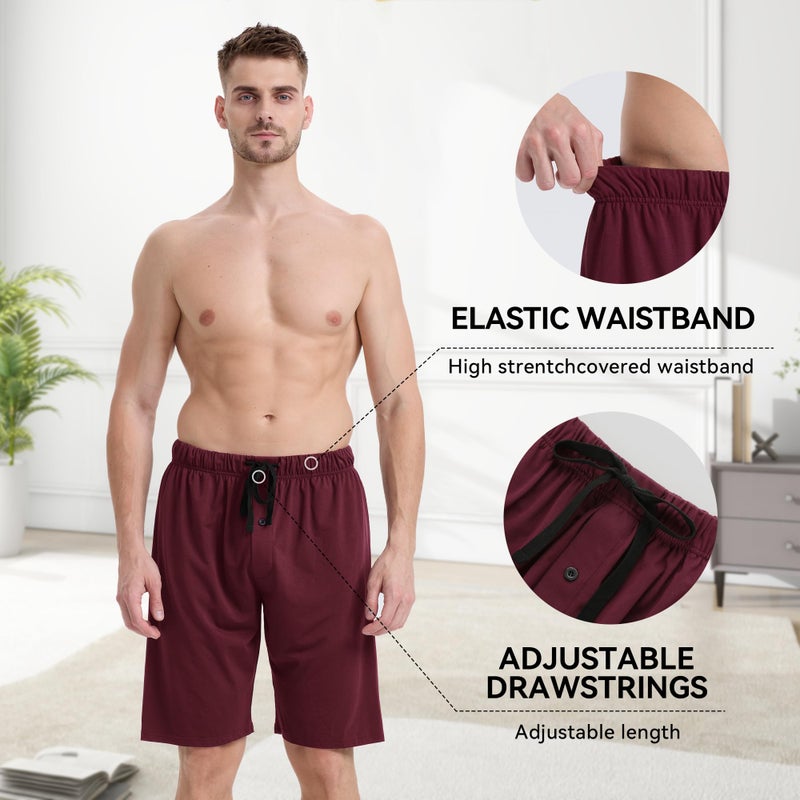 BAMBOO COOL Men's Pajama Bottoms Short Pants Lounge Sleep wear Sleeping Pajamas Athletic Run Workout Gym Active Shorts 2 Pack - Image 2