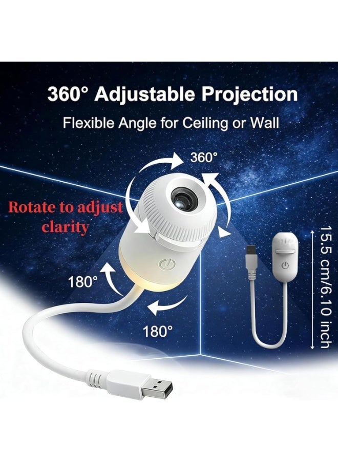 Galaxy Star Projector Night Light 2-in-1 USB LED Projector Lamp with Flexible Gooseneck, Adjustable Brightness, Starry Sky Projection, Multiple Slide Discs for Kids & Home Decor - Image 3