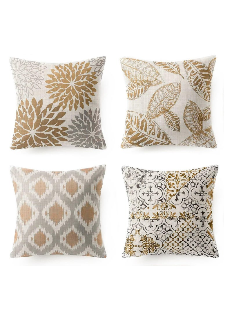 CMGTYYD Throw Pillow Covers Pack of 4,Sofa Pillow Covers 18x18 Inch,Cushion Covers Squre Linen Modern Abstract Geometric Style Home Decor,Decorative Pillow Covers for Couch,Car,Bedroom,Living Room - Image 1