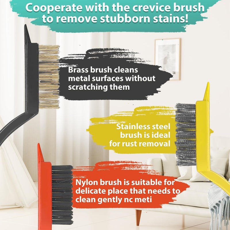 SWAMINE Crevice Cleaning Brush Hard Bristle,Magic Bathroom Gap Stiff Cleaning Brush,Multifunctional Groove Gap Tool Kits for Household,Bathroom,Kitchen,Groove,Shutter Door Window(7 Pcs) - Image 5