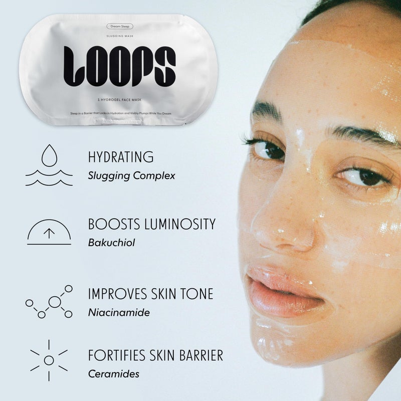 LOOPS DREAM SLEEP - Nighttime Slugging Hydrogel Face Masks Face Mask Leaves Skin Toned, Plump, Hydrated, Restored - Layers Skin with Natural Oils, Vitamins, Antioxidants, & Fatty Acids, 5 pc - Image 2