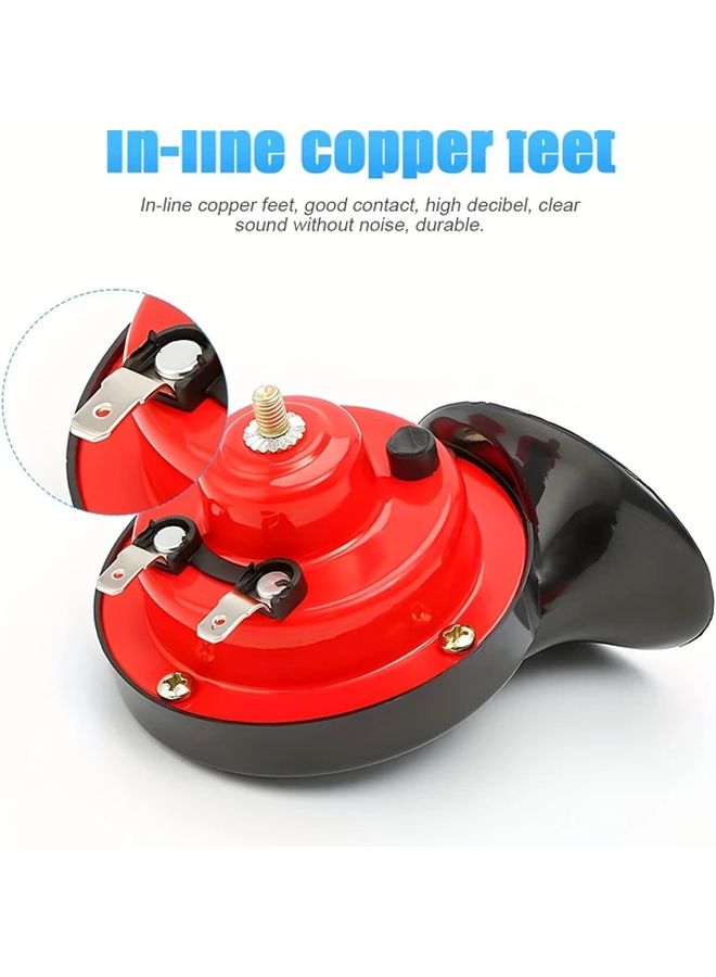 Super Loud 12V Electric Snail Train Horn 2pcs Red for Car Truck Motorcycle Boat - Image 3