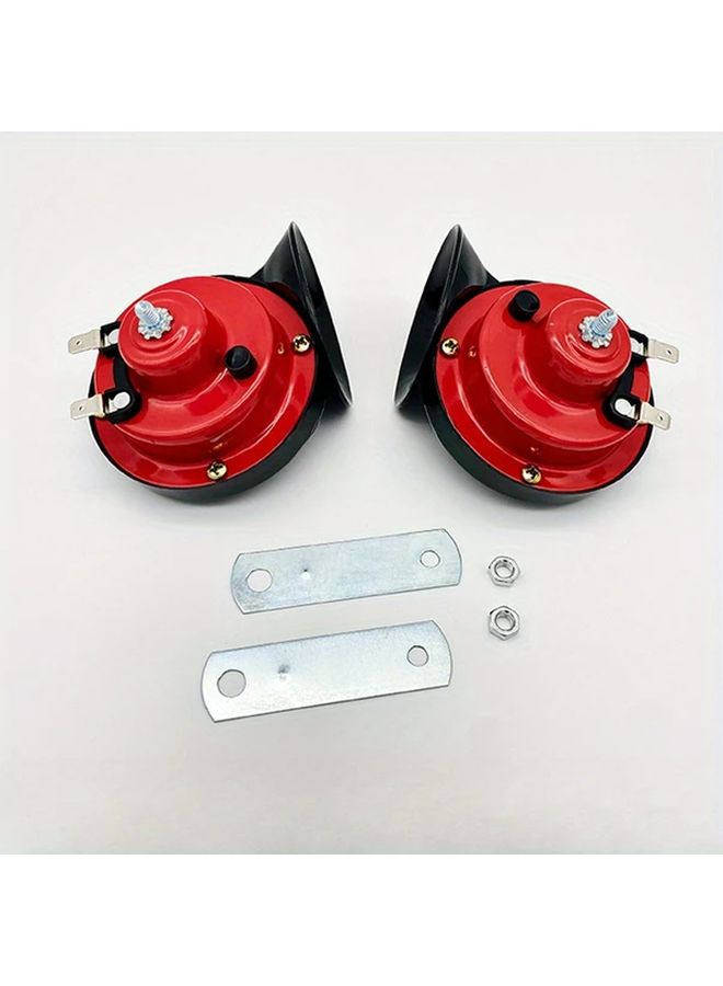 Super Loud 12V Electric Snail Train Horn 2pcs Red for Car Truck Motorcycle Boat - Image 5