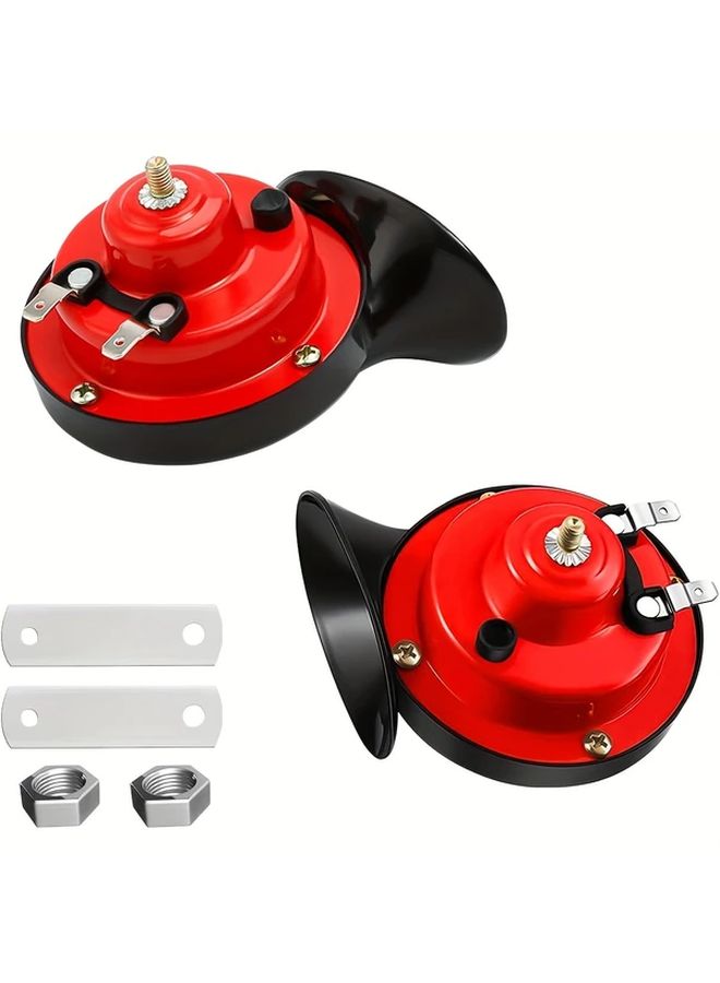 Super Loud 12V Electric Snail Train Horn 2pcs Red for Car Truck Motorcycle Boat - Image 2