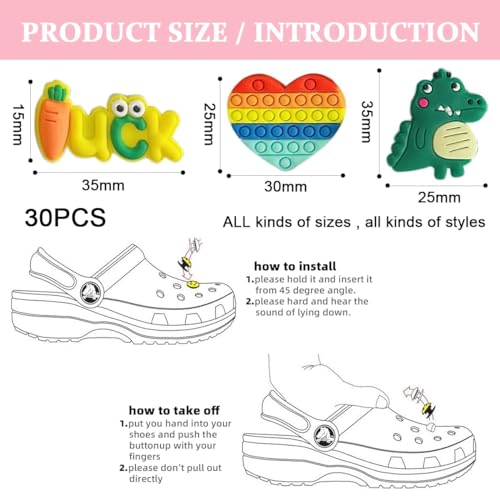 MAYCREATE 30Pcs Clog Slippers Charms Assorted Cartoon Clog Slipper Charms For Girls Rubber Charms For Clogs Slipper Casual Clogs Decoration Charms Fashion Clogs Charms, Black - Image 2
