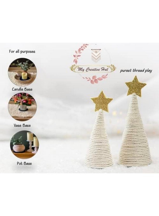 MY CREATIVE HUT My Creative Hut Macrame Round Set of 6 Coasters Bohemian Style, Handmade, Absorbent Than Wood, Steel, Stone Material, Big Size (Mustard Beige) - Image 4