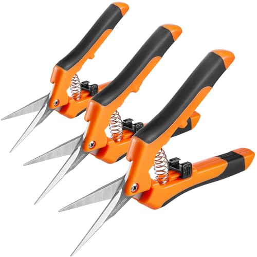 GROWNEER 3 Packs 6.5 Inch Pruning Shears Gardening Hand Pruning Snips Gardening Scissors with Straight Stainless Steel Precision Blades - Image 1