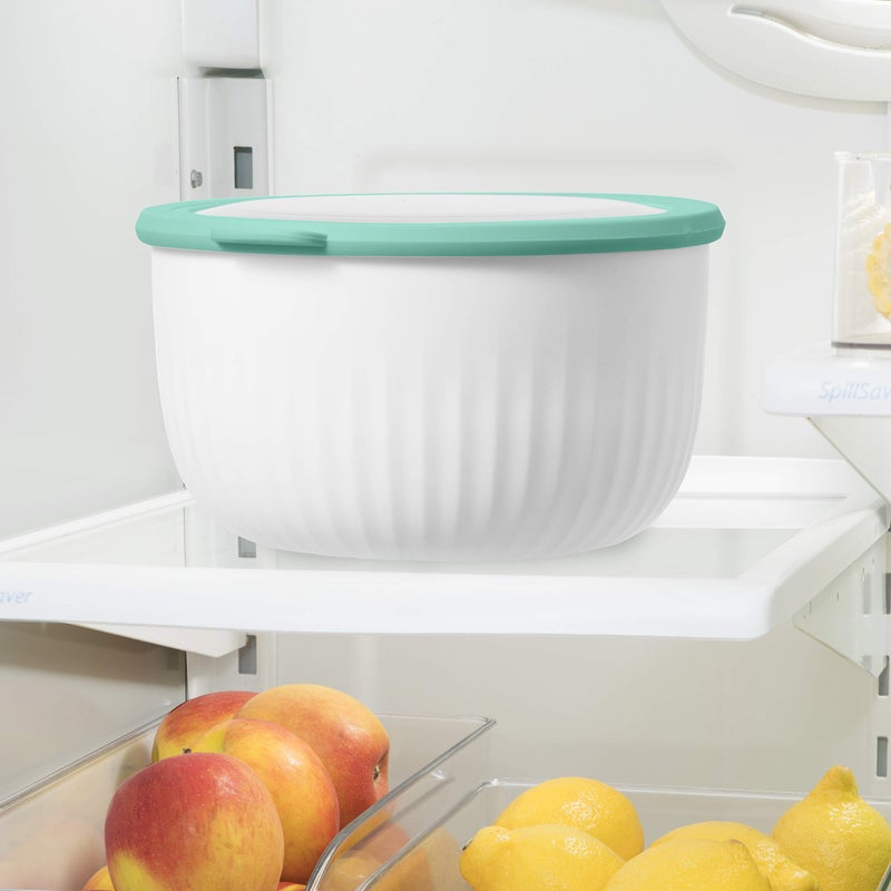 Oggi Prep, Store & Serve Plastic Bowl w/See-Thru Lid- Dishwasher, Microwave & Freezer Safe, (4 qt) Lt Gray w/Dk Gray Lid - Image 3