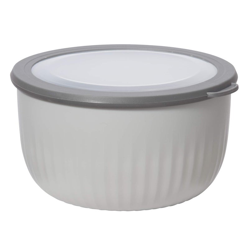 Oggi Prep, Store & Serve Plastic Bowl w/See-Thru Lid- Dishwasher, Microwave & Freezer Safe, (4 qt) Lt Gray w/Dk Gray Lid - Image 1
