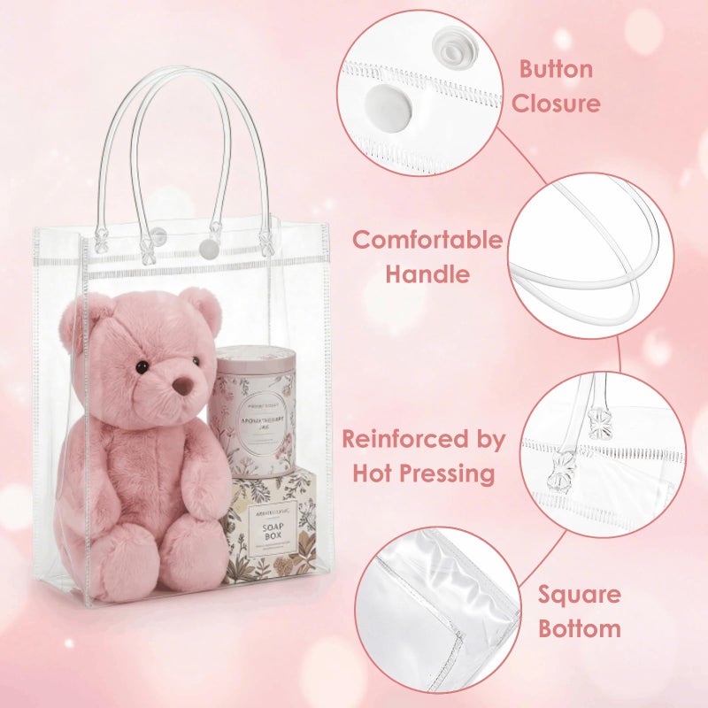 Youeon 40 Pcs Clear PVC Gift Bags with Handles 9.1x6.7x2.7 Inch, Reusable PVC Gift Wrap Bags, Clear Tote Bag, Shopping Bags for Merchandise, Retail, Boutique, Party Favors, Wedding, Birthday - Image 3