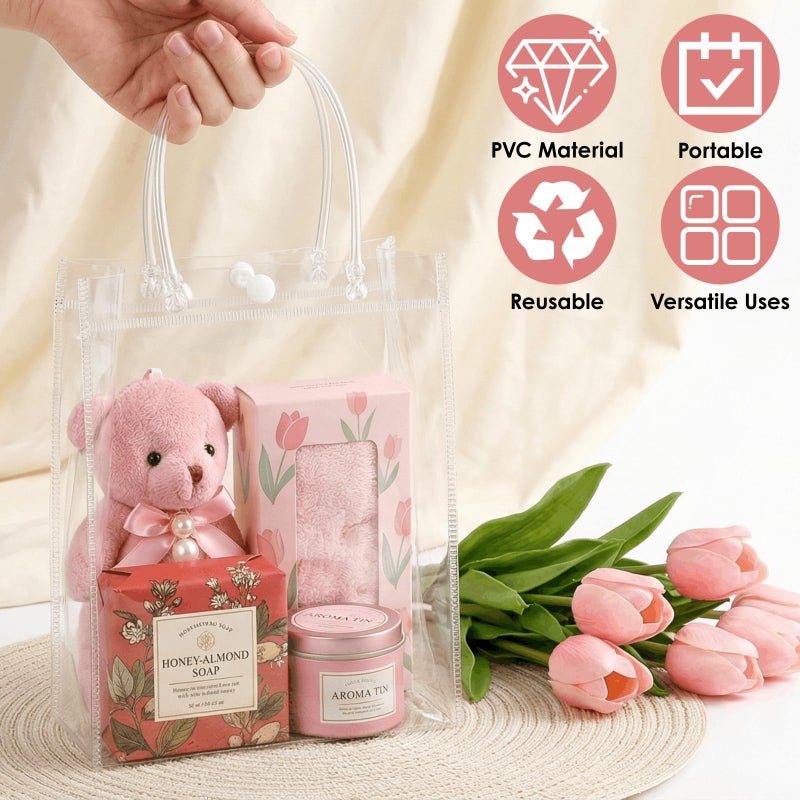Youeon 40 Pcs Clear PVC Gift Bags with Handles 9.1x6.7x2.7 Inch, Reusable PVC Gift Wrap Bags, Clear Tote Bag, Shopping Bags for Merchandise, Retail, Boutique, Party Favors, Wedding, Birthday - Image 4