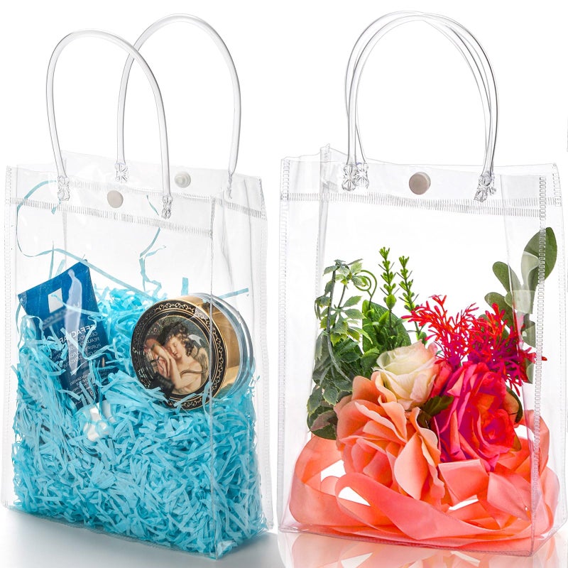 Youeon 40 Pcs Clear PVC Gift Bags with Handles 9.1x6.7x2.7 Inch, Reusable PVC Gift Wrap Bags, Clear Tote Bag, Shopping Bags for Merchandise, Retail, Boutique, Party Favors, Wedding, Birthday - Image 5
