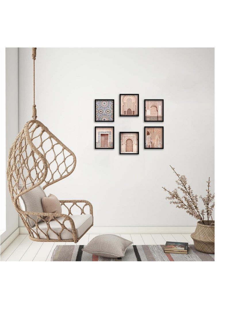 مؤسسة فكرة اليوم مجموعة من 6 ملصقات مطبوعة على قماش لفن العمارة المغربية من أفكار اليوم لأبواب عربية وأقواس مسجد | ديكور حائط أنيق لغرفة المعيشة وغرفة النوم والمكتب (بدون إطار - 1، 8 × 10 بوصة) - Image 2