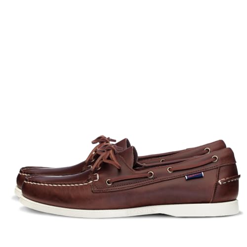 Sebago Portland Waxed Boat Shoes - Handsewn Waxed Leather Moccasins with Leather Sock Lining and Non-Marking, Slip-Resistant Rubber Outsoles, Brown - 8 Regular - Image 1