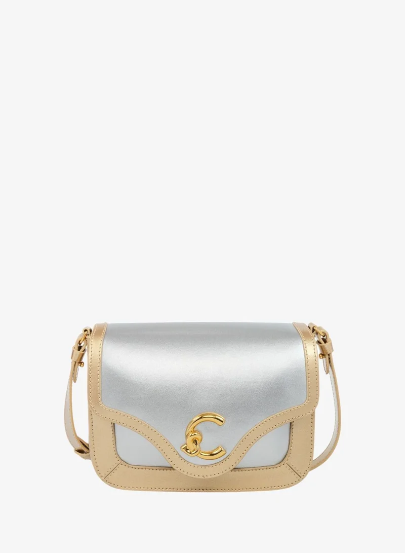 COCCINELLE C-Me Bi Color Crossbody Bag Gold-Silver