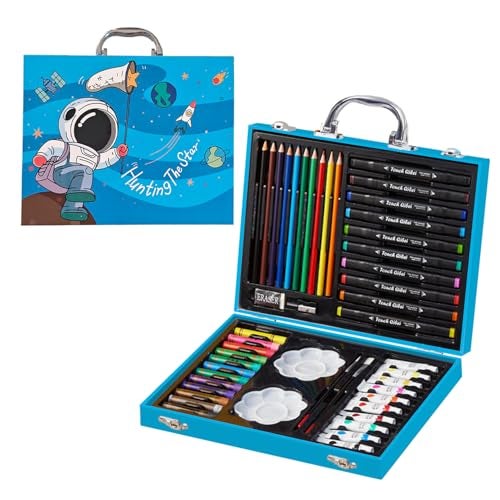 KARP 49Pcs Astronaut Print Children Deluxe Art Drawing Set Art and Craftmini Suitcase, Drawing and Painting Set Best for Birthday Gift for Boys Girls Children - Image 1